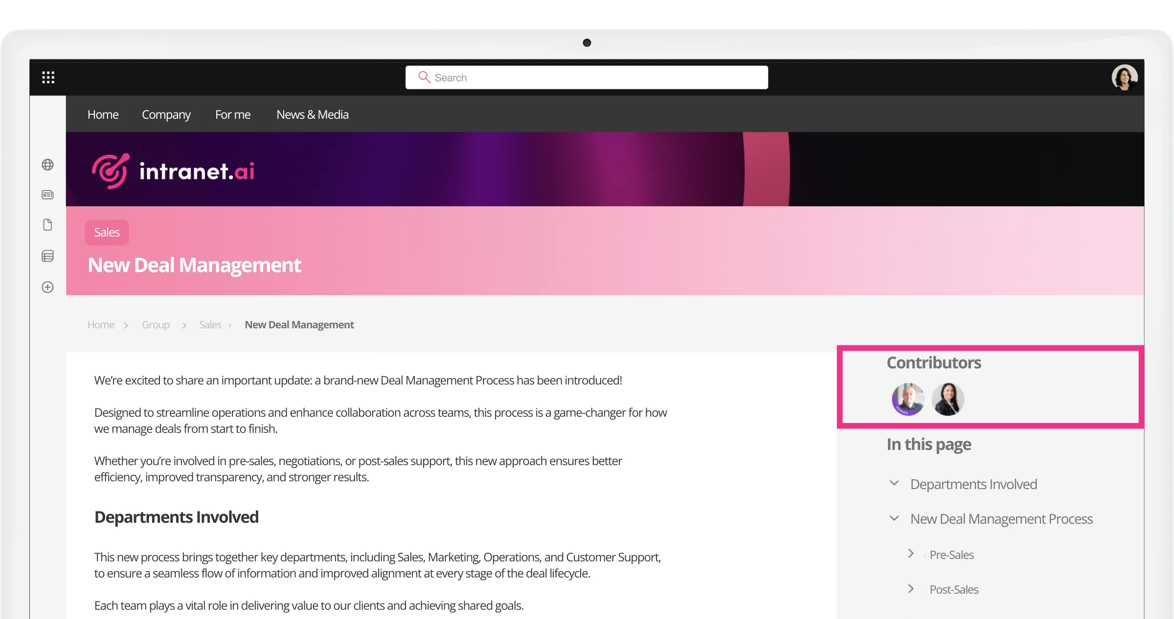 Fremhev forfatterne av en SharePoint-side