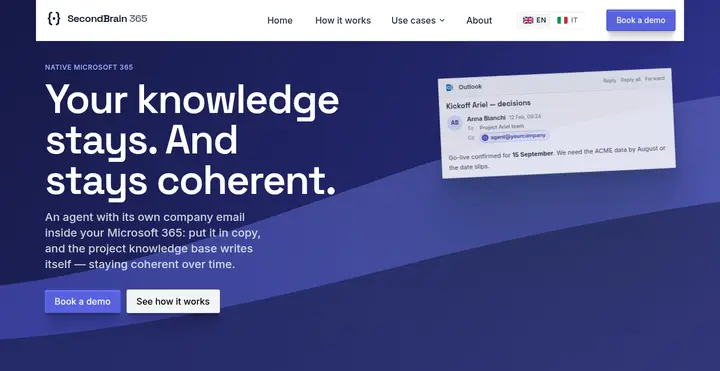 SecondBrain 365 — AI agent that writes and maintains your Microsoft 365 knowledge base