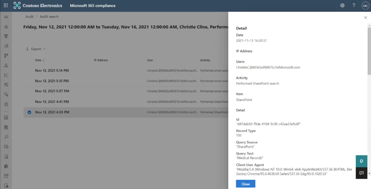 Analizzare le attività registrate dagli audit log