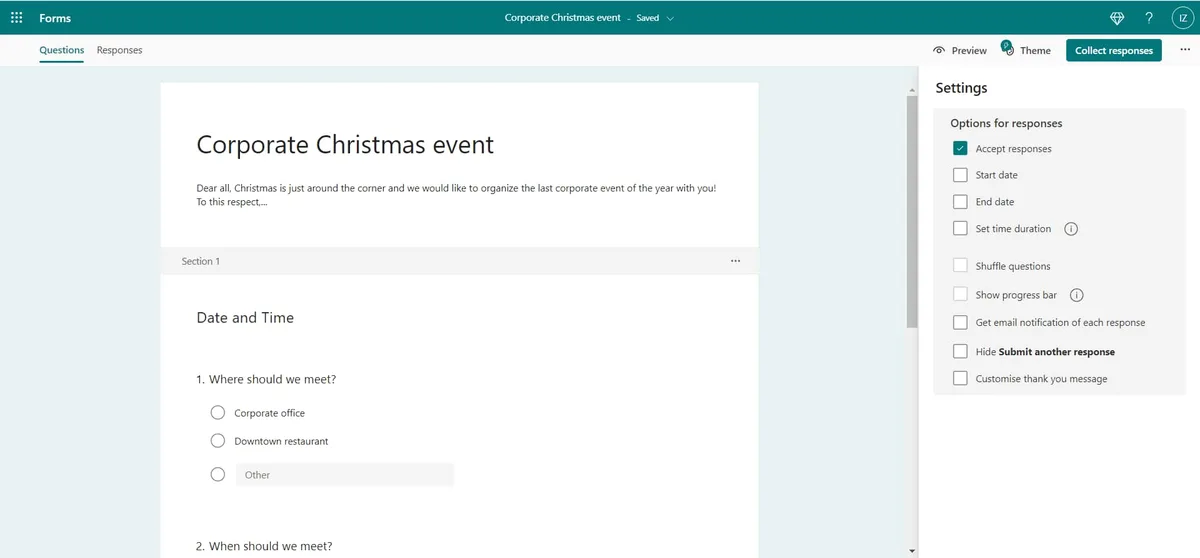 Impostare un percorso utente casuale con Shuffle Questions in Microsoft Forms