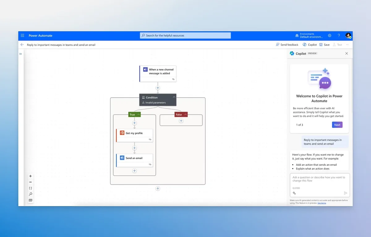 Automatisierungen mit Copilot in Power Automate erstellen