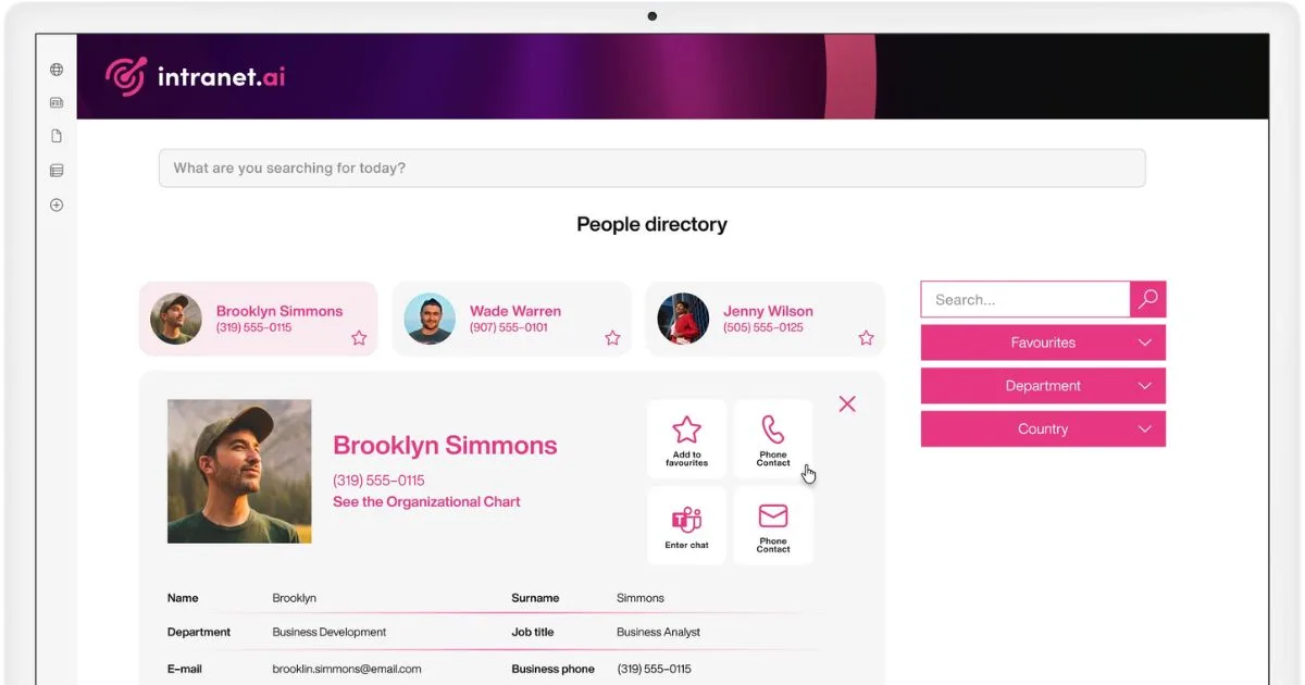 Personalkatalog i SharePoint-intranätet från intranet.ai