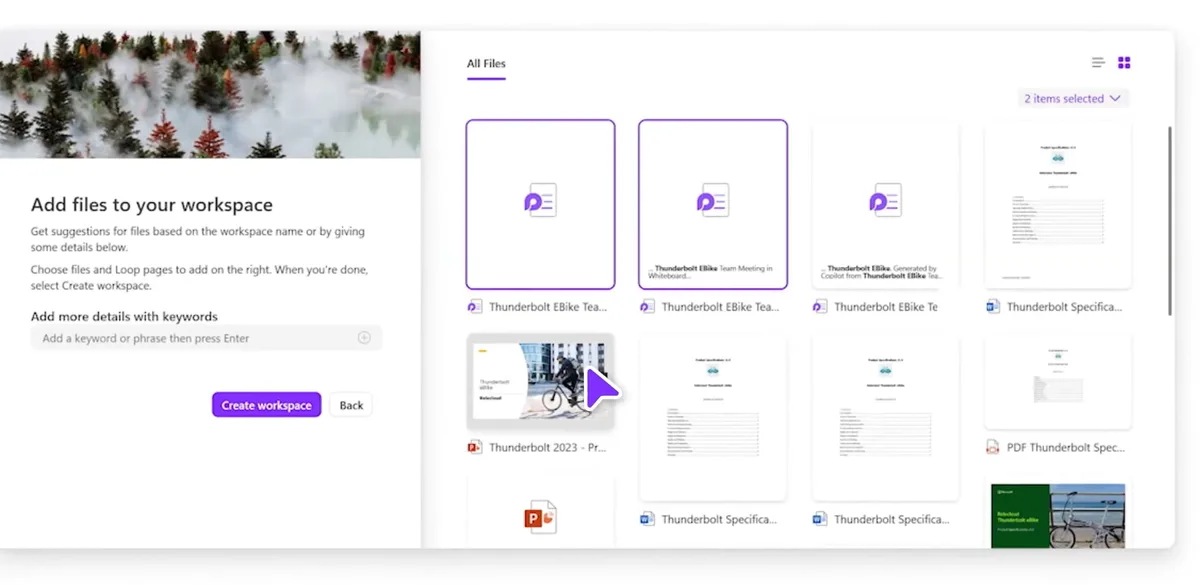 Einen neuen Workspace in Loop mit den Vorschlägen von Copilot erstellen