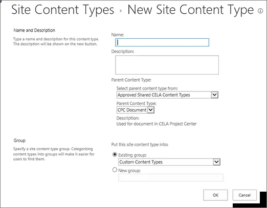 Creating a site content type in SharePoint