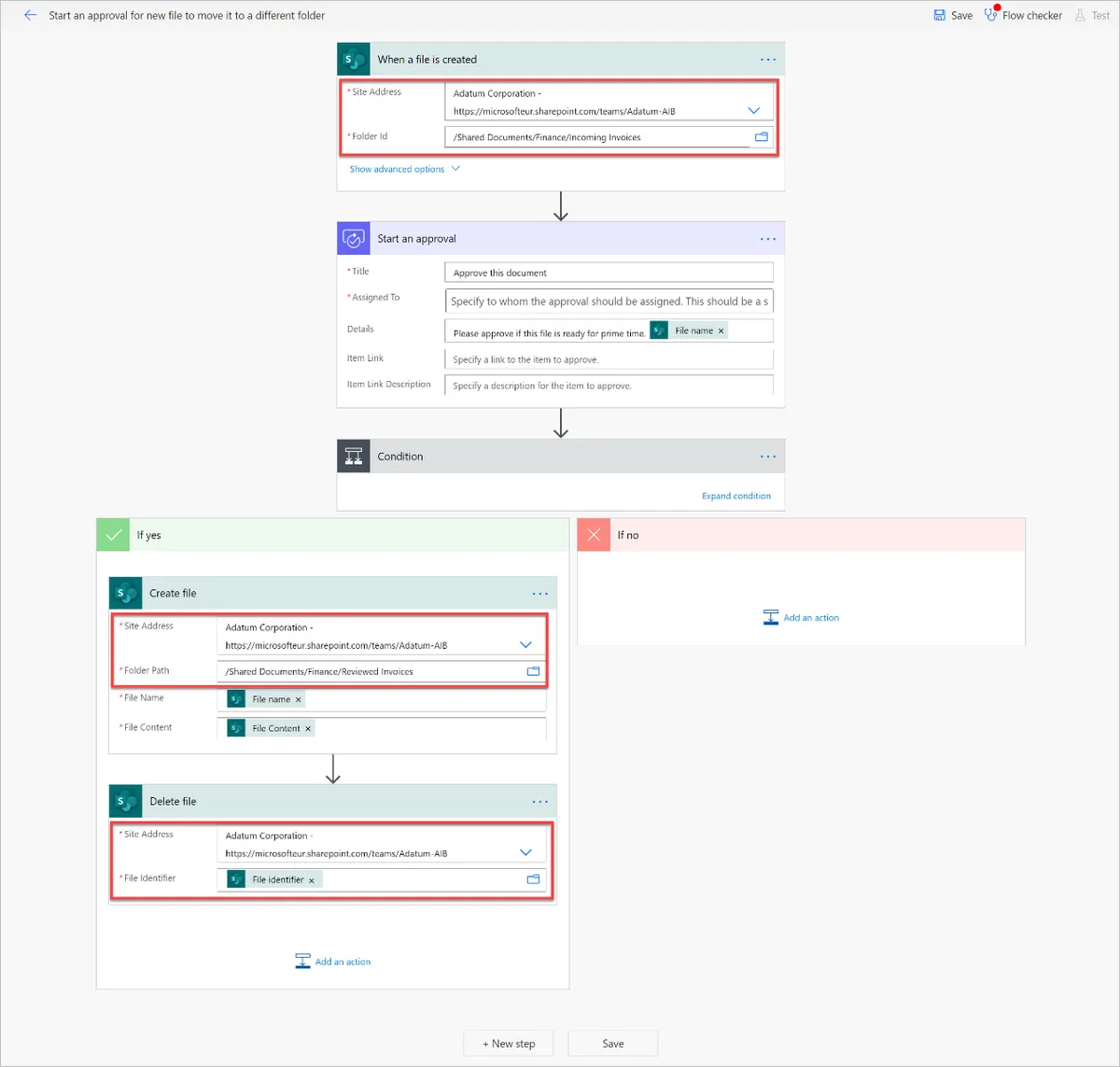 Power Automate template to manage the movement of a file to a SharePoint library
