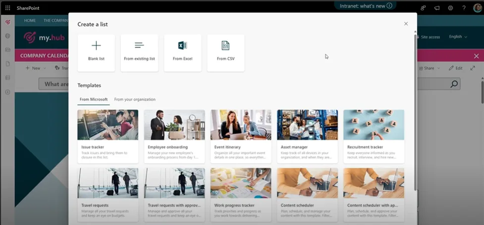 Vaihtoehdot SharePoint-luettelon luomiseen