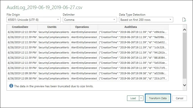 Importare e analizzare gli audit log di SharePoint in Excel