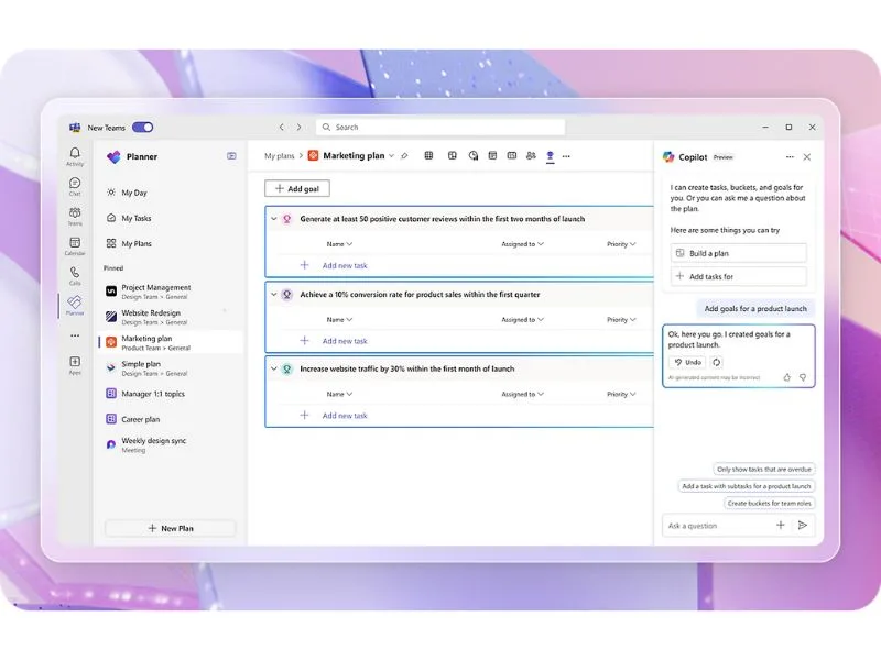 Definir los objetivos del proyecto en Microsoft Planner con Copilot