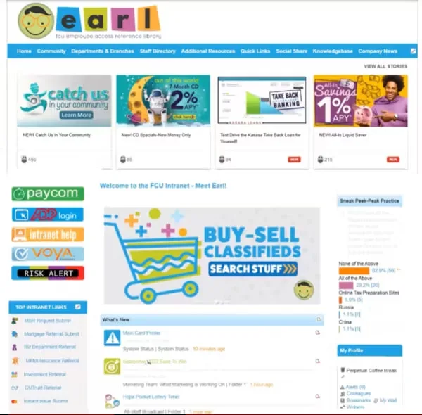 Exemple de portail créé avec Intranet Connections