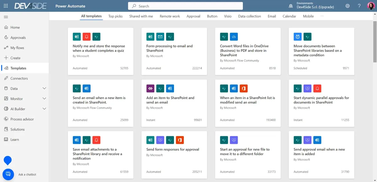 Vorlage zur Erstellung von Automatisierungen in SharePoint mit Power Automate