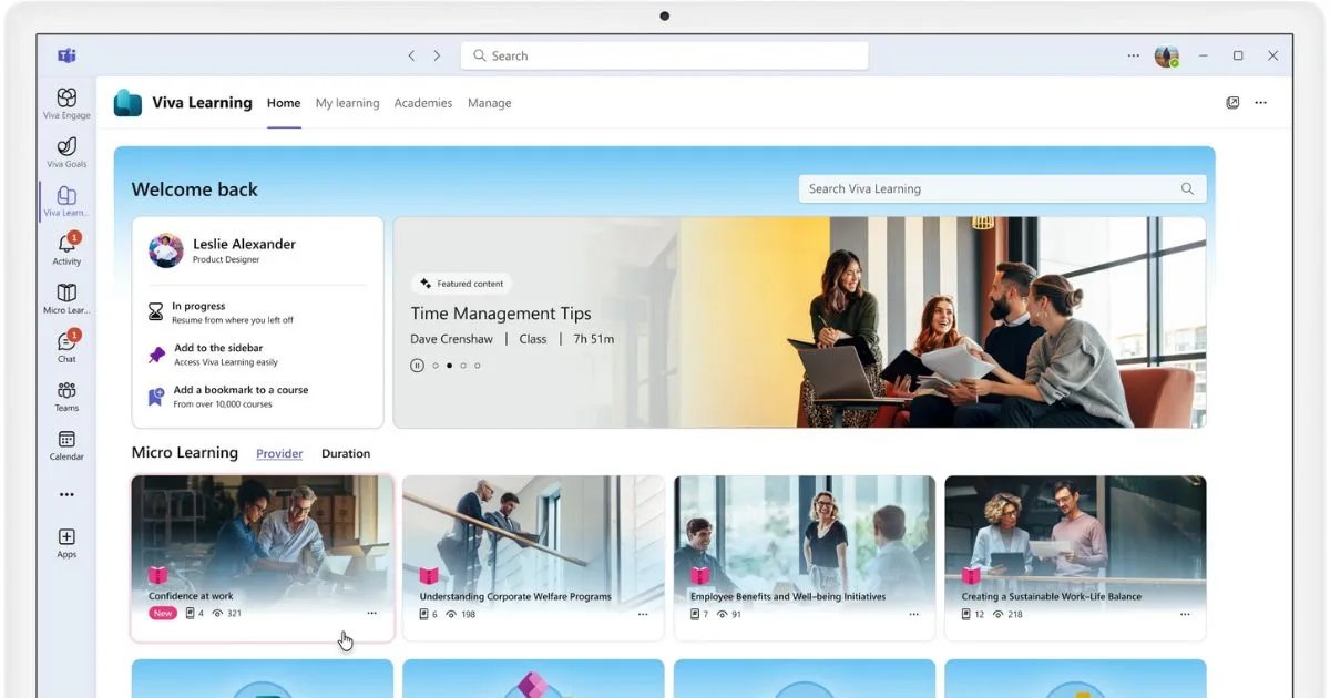 Integración de Microlearning de intranet.ai con Viva Learning