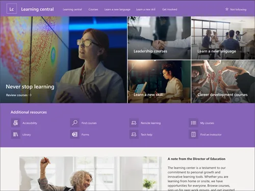 Hub de formation basé sur SharePoint Online