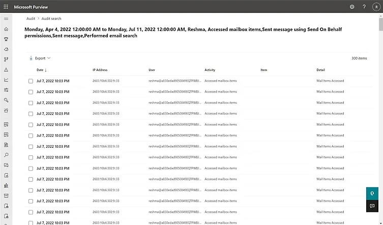 Ricerca degli audit log di SharePoint Online in Microsoft Purview