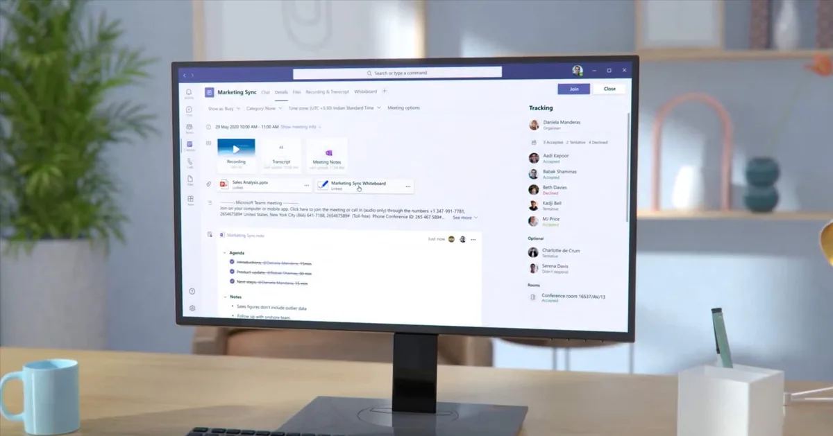 Microsoft Loop-Agenda mit Materialien und Besprechungsnotizen