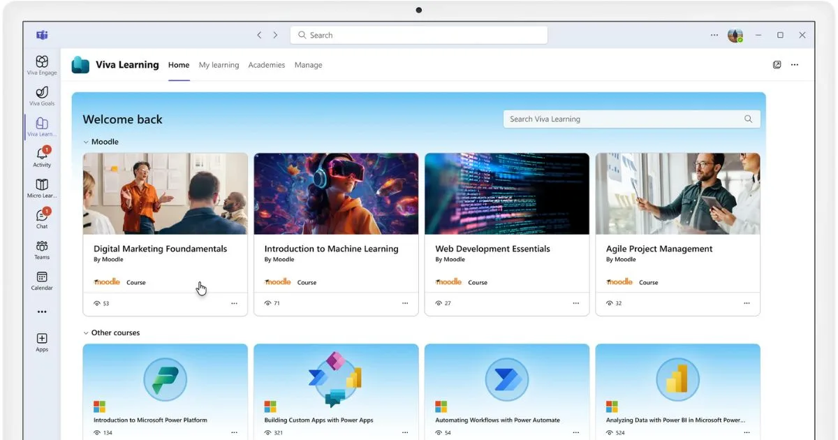 Connecteur Moodle-Viva Learning d'intranet.ai