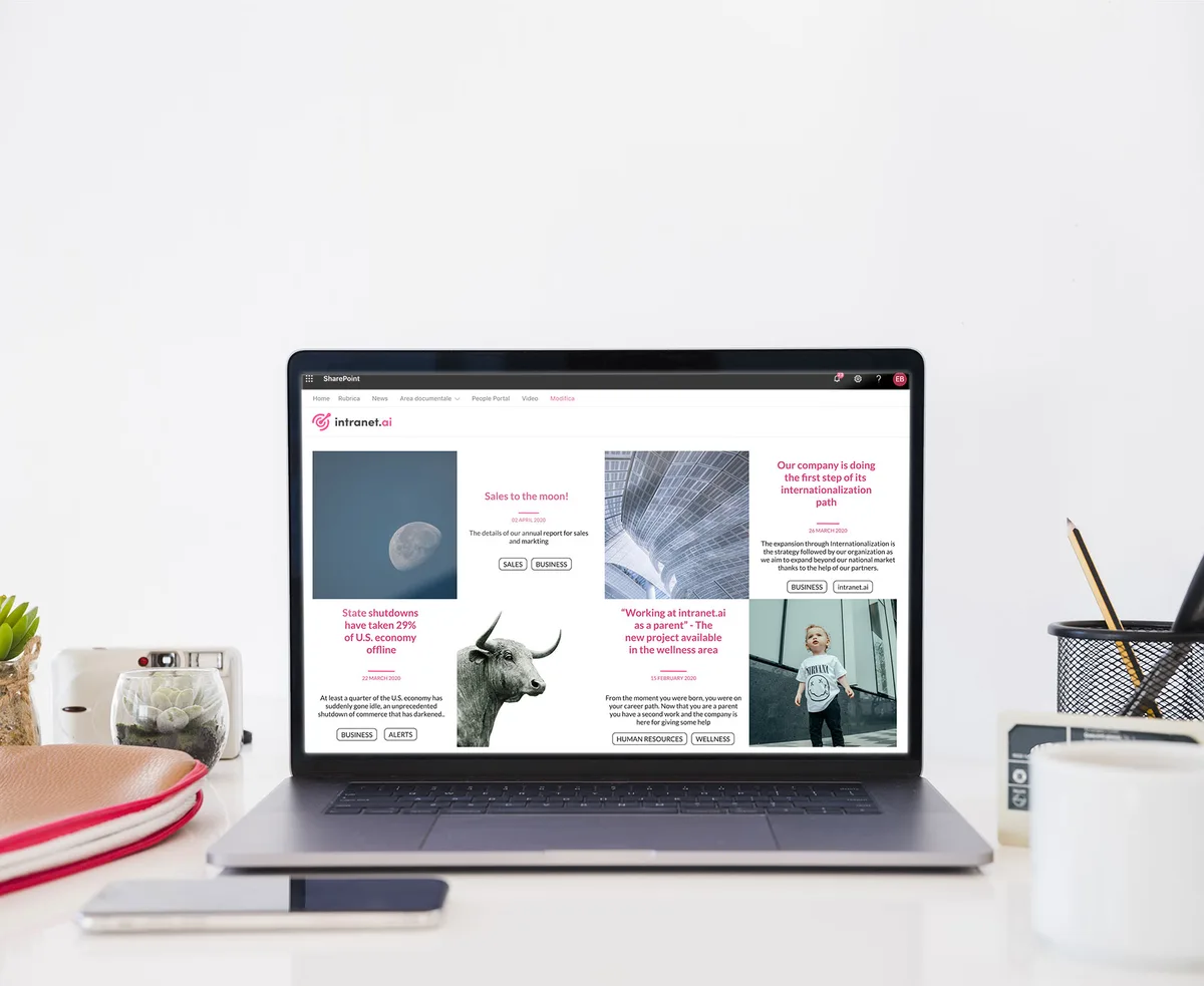 the company news page shares values with employees