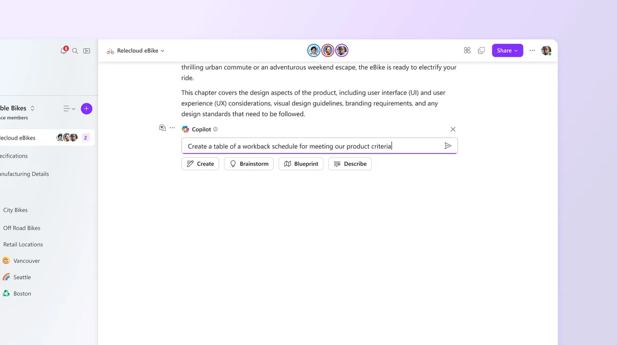 Ein Projekt mit Copilot in Microsoft Loop starten