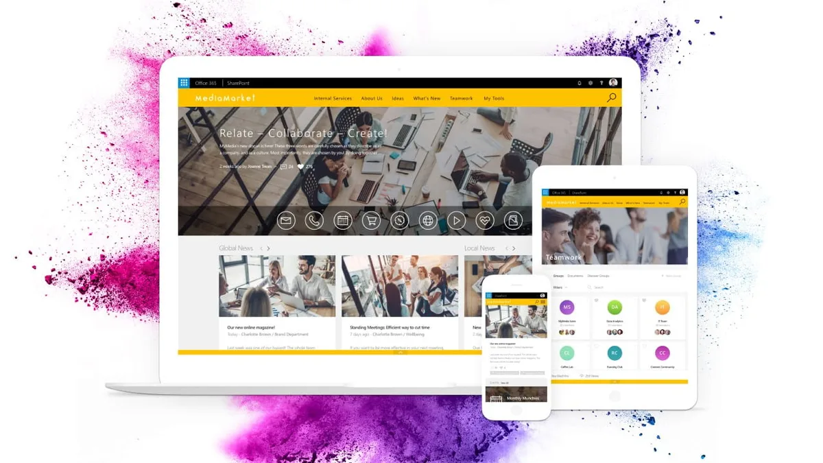 Exempel på en intranät byggd med Valo, från Microsofts AppSource