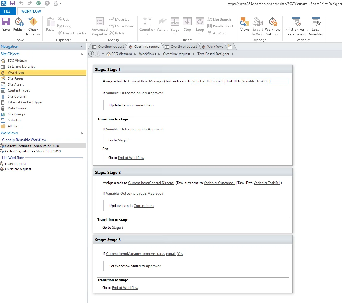 Creare un'automazione in SharePoint Designer