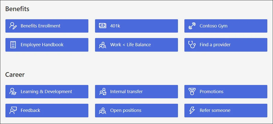 Example of Quick Links in a SharePoint site