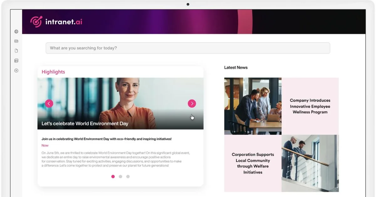 Featured news on the SharePoint intranet by intranet.ai
