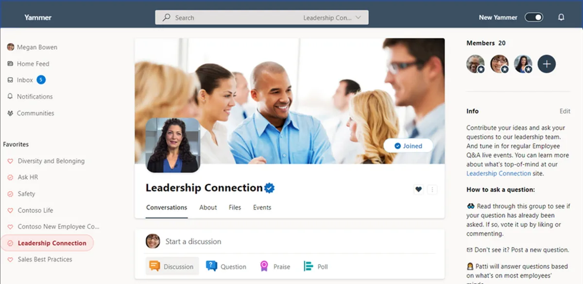 Example of community in Microsoft Yammer