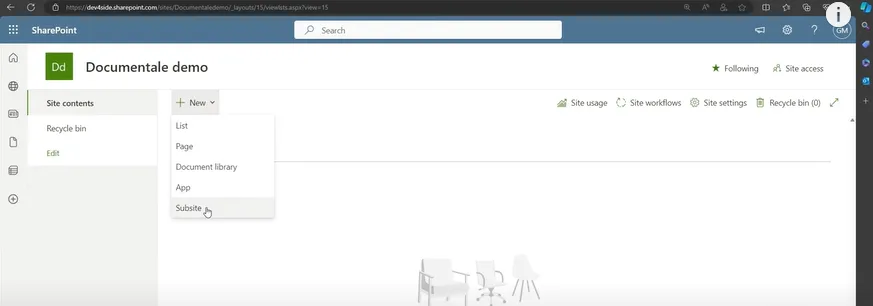 Creating the editorial subsite from the public team site