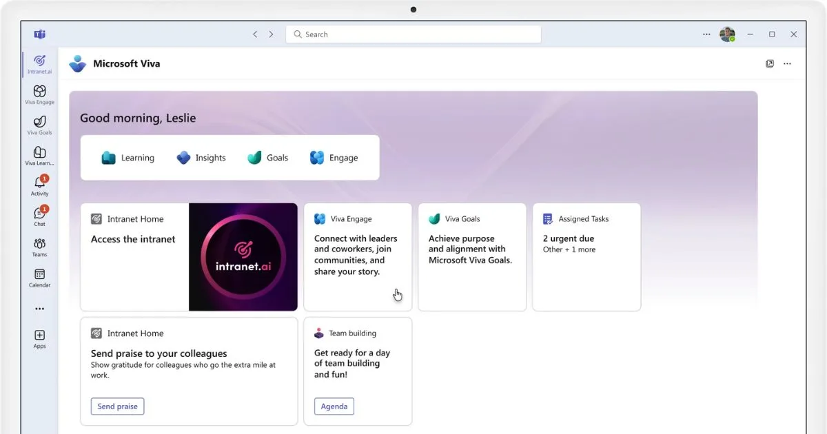Integration of Microsoft Viva with the SharePoint intranet by intranet.ai