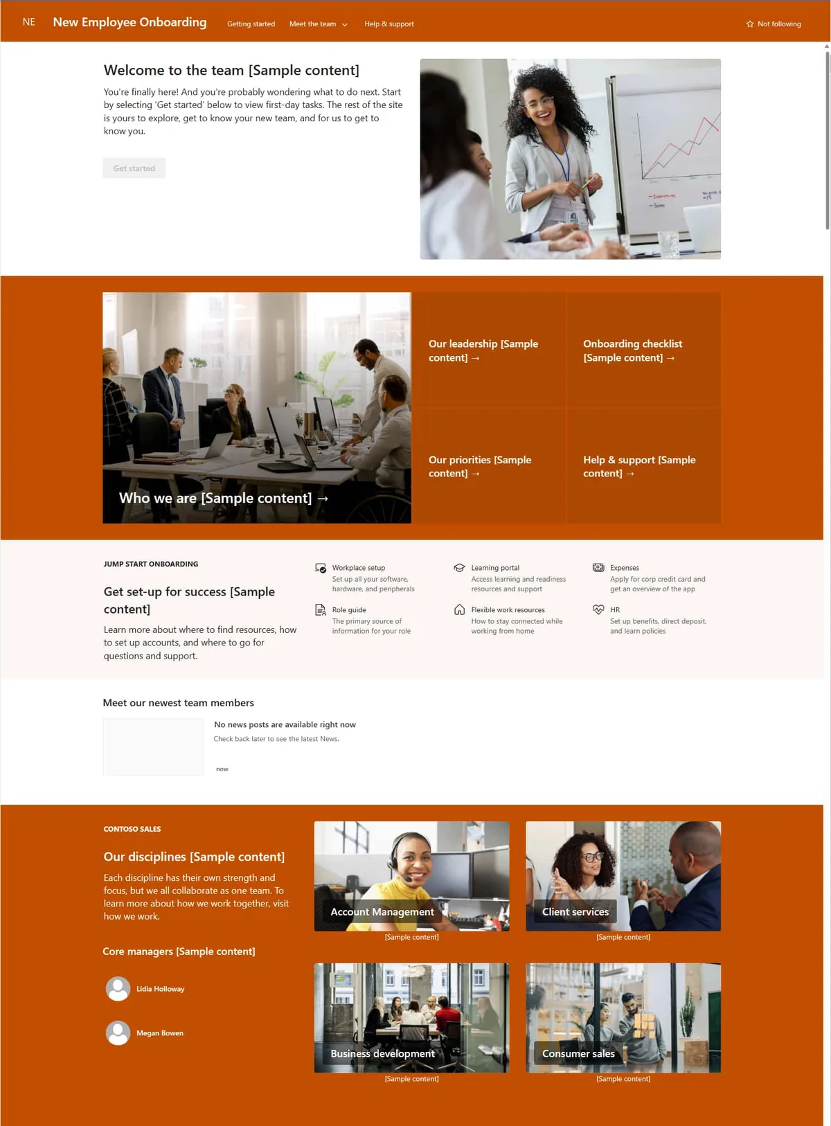 Modell zur Erstellung einer SharePoint-Onboarding-Website
