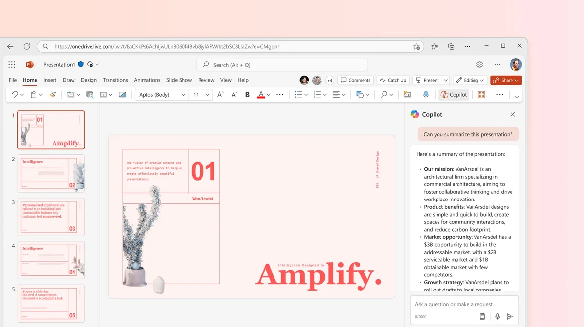 Synthétiser le contenu d’une présentation avec Copilot dans PowerPoint
