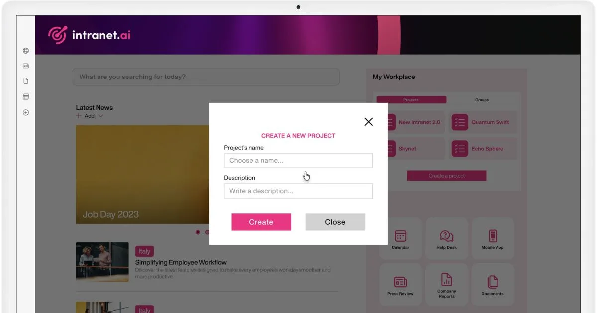 Crear grupos de colaboración en la intranet SharePoint de intranet.ai