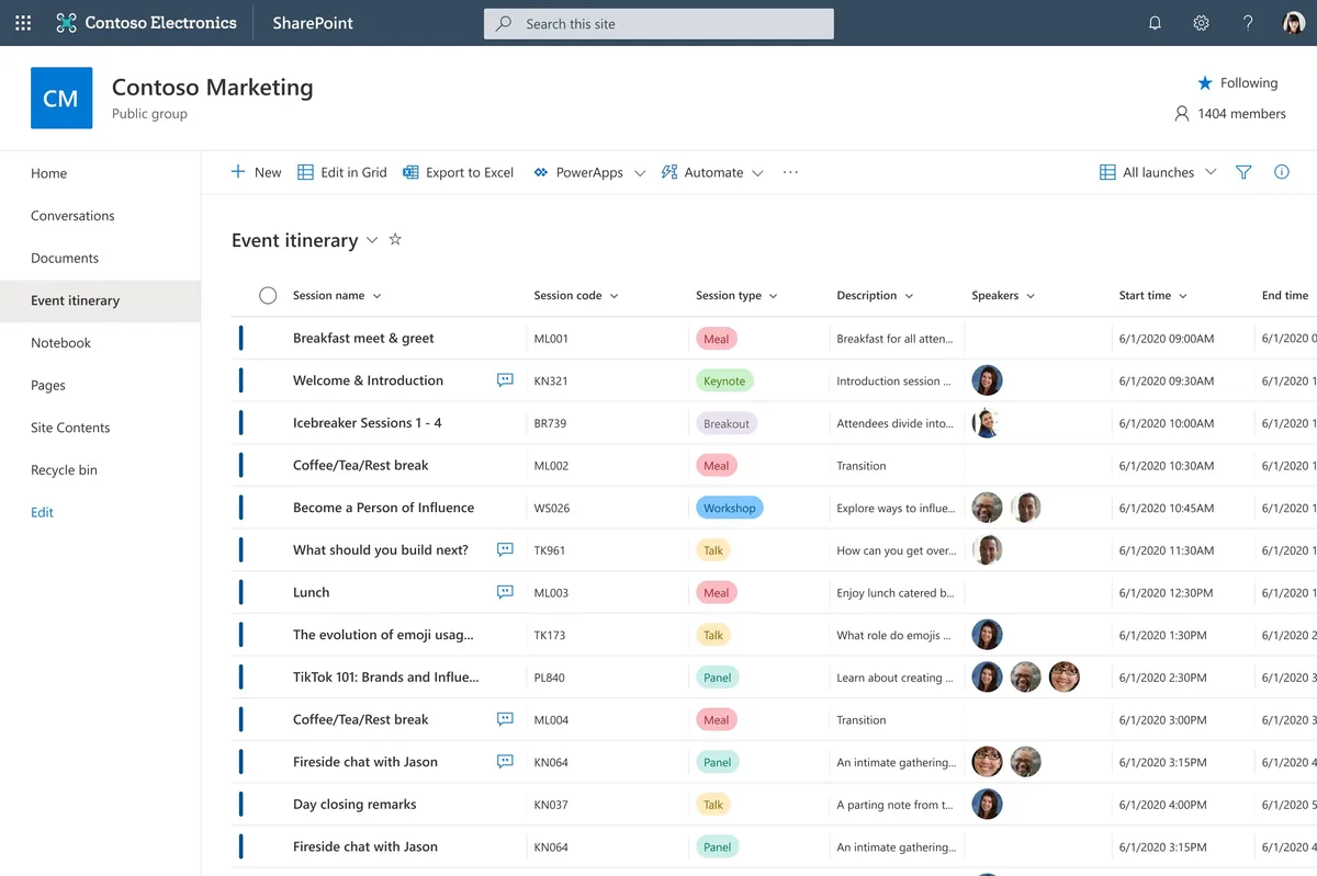 Microsoft Lists i en SharePoint-webbplats