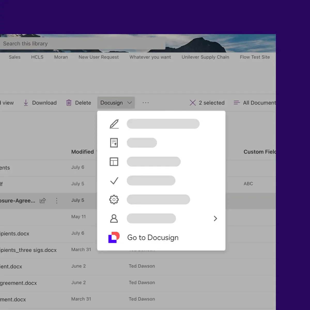 Integration between SharePoint and DocuSign