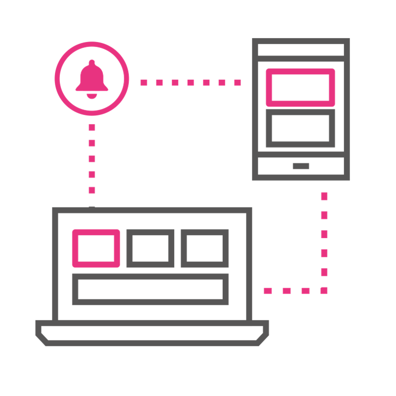 Notifications accessible from both computers and mobile devices