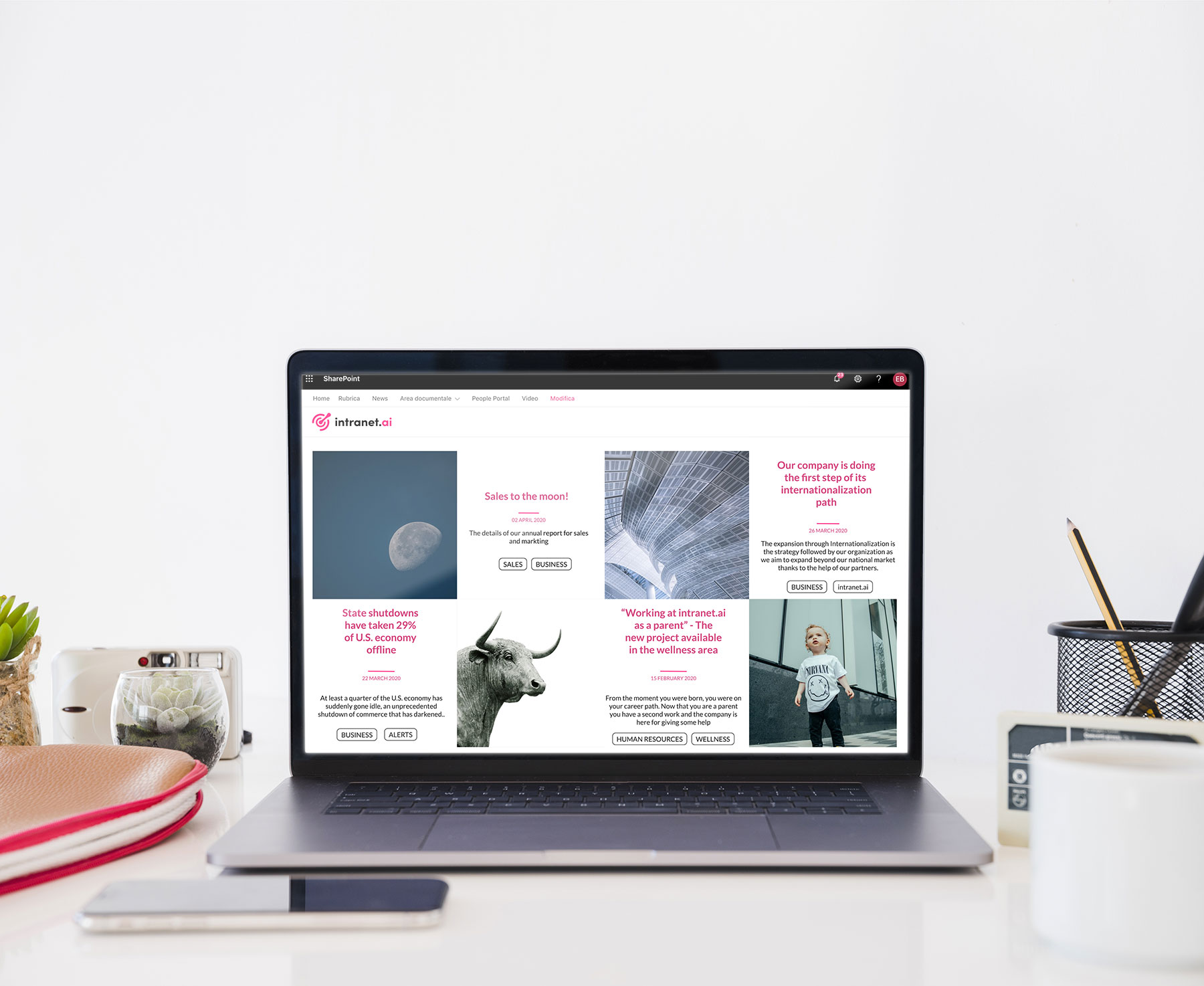 la pagina delle notizie aziendali condivide valori con i dipendenti