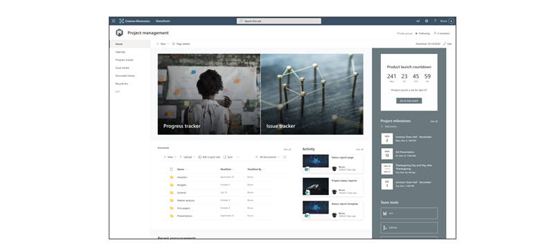sharepoint project site template