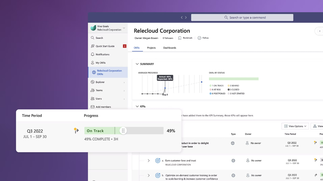 Monitoring goals with Viva Goals