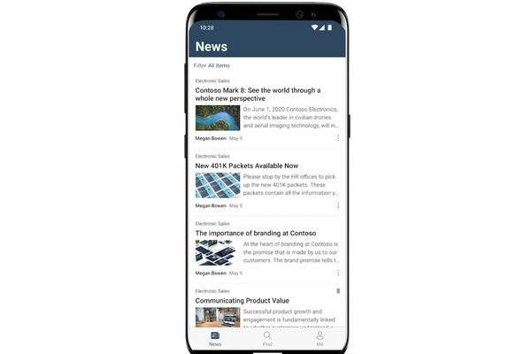 Section News dans l’application SharePoint