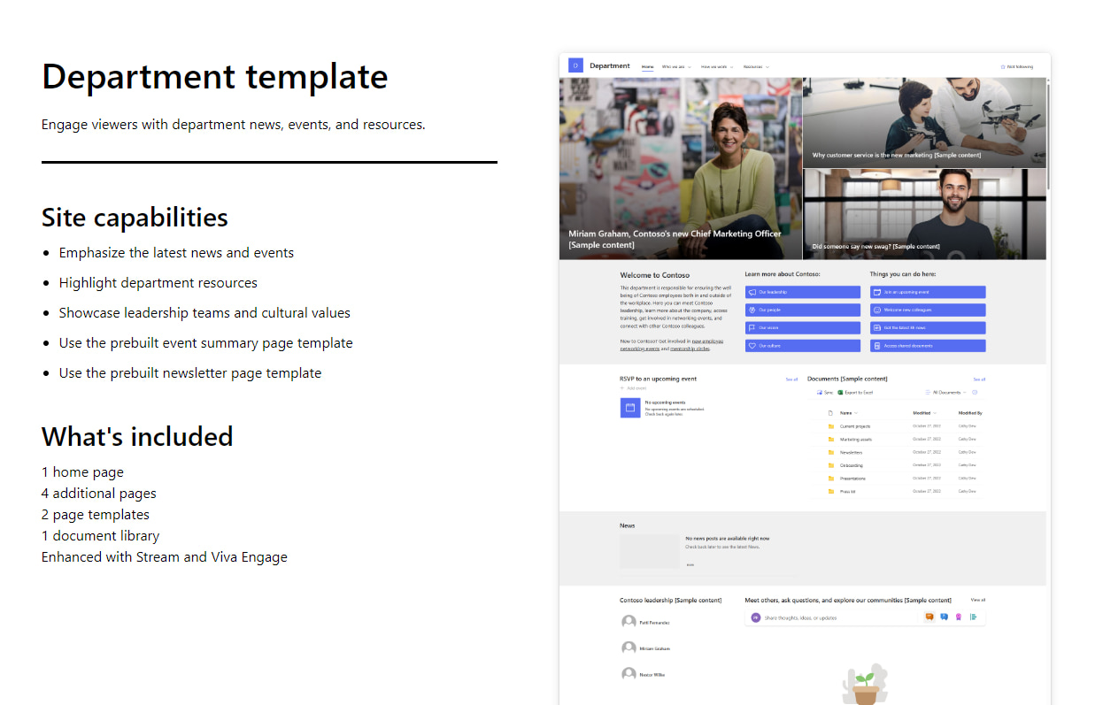 Pagina di dettaglio di un modello del SharePoint Lookbook