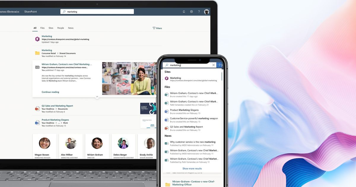 Hitta innehåll i SharePoint från den integrerade Microsoft 365-miljön