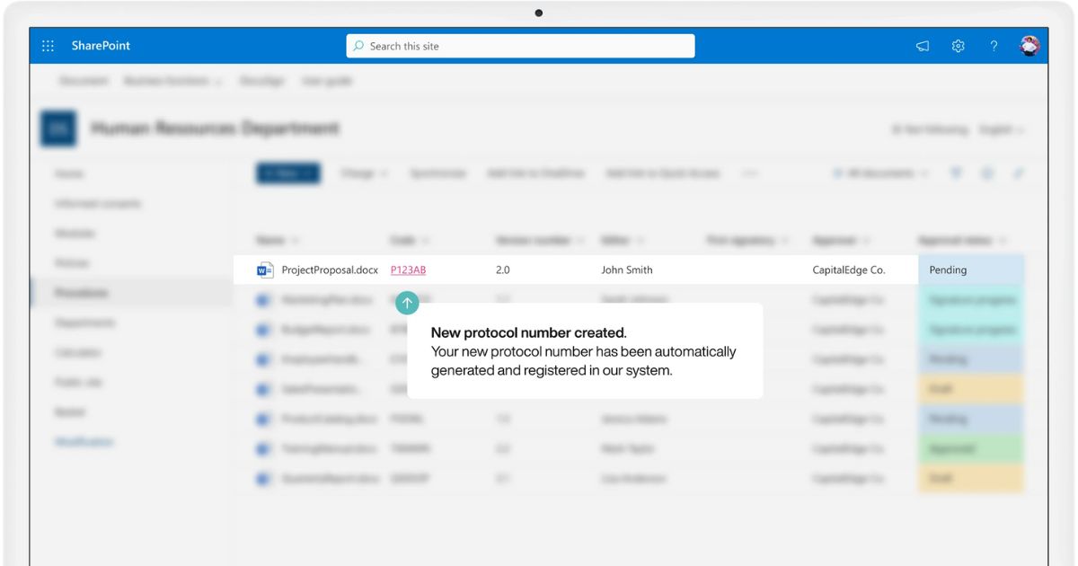 Protocollazione automatica dei documenti in SharePoint con intranet.ai