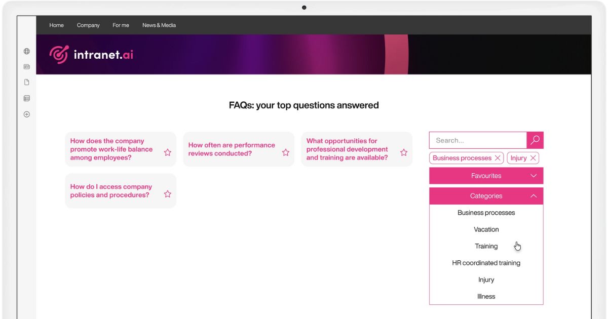 Categorizzare le FAQ nella intranet SharePoint di intranet.ai