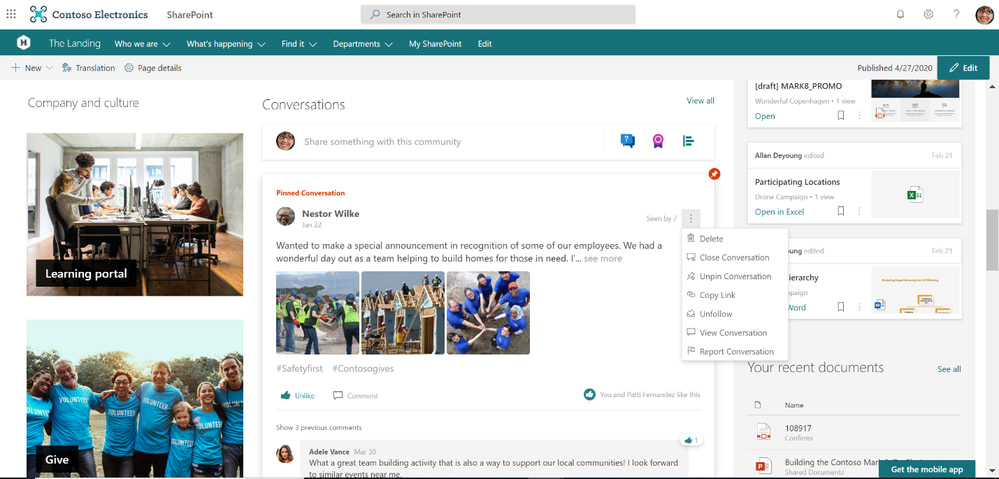 Integración de Yammer (ahora Viva Engage) en SharePoint Online