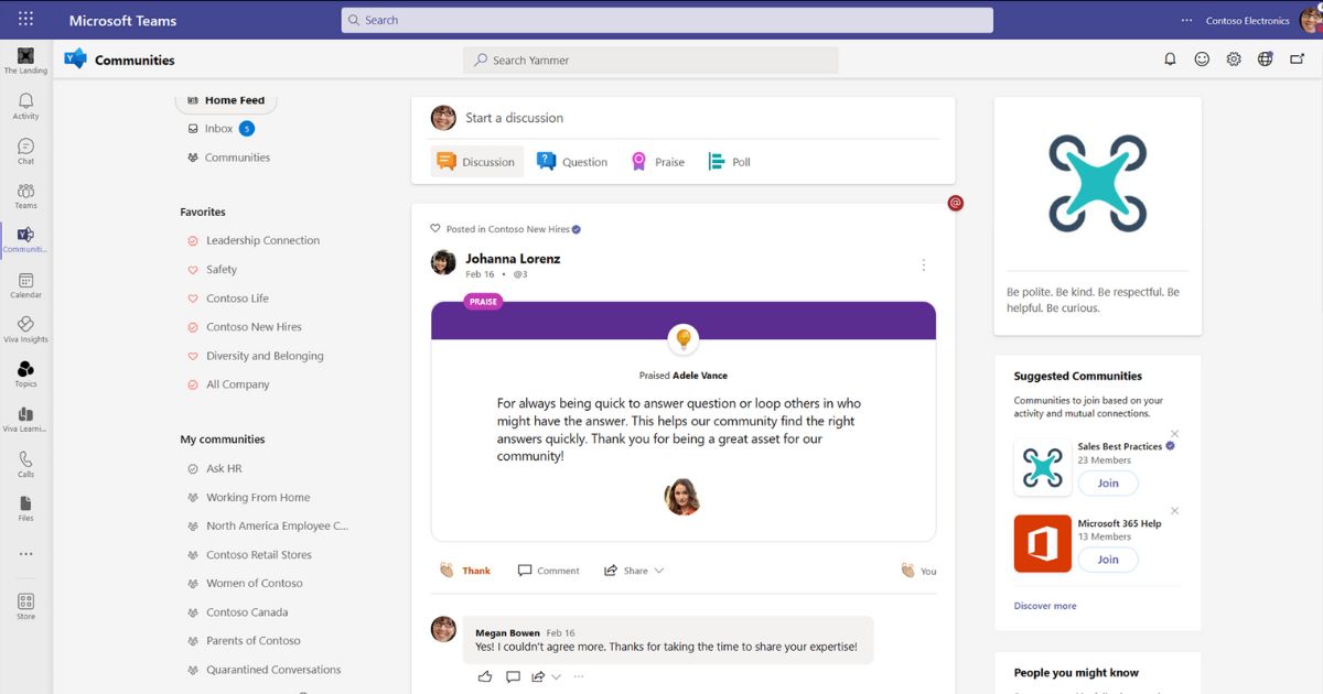 App Communities di Microsoft Yammer in Teams