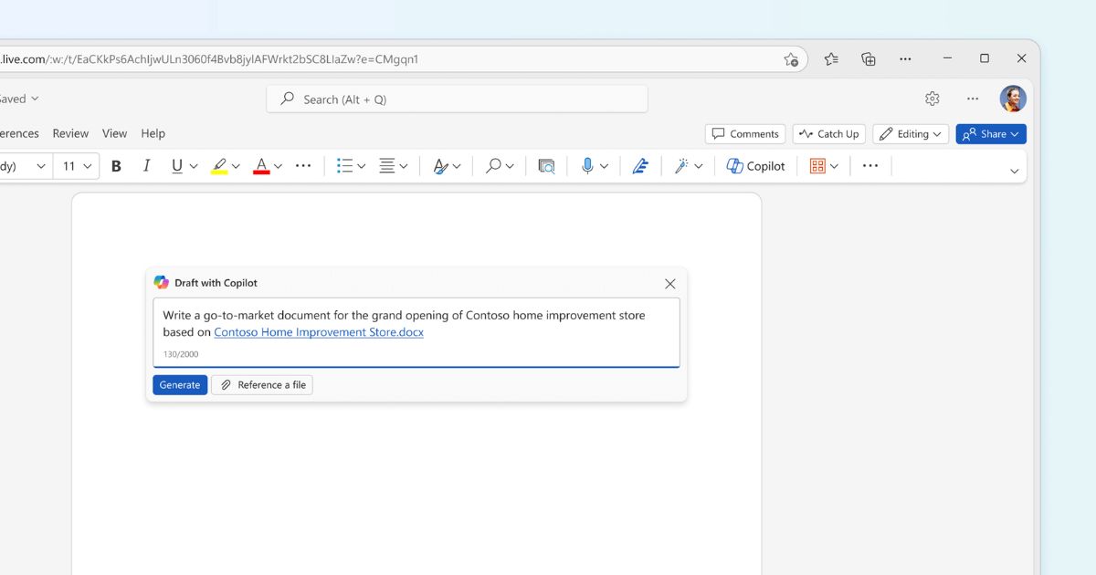 Crear un borrador de un documento con Copilot en Word