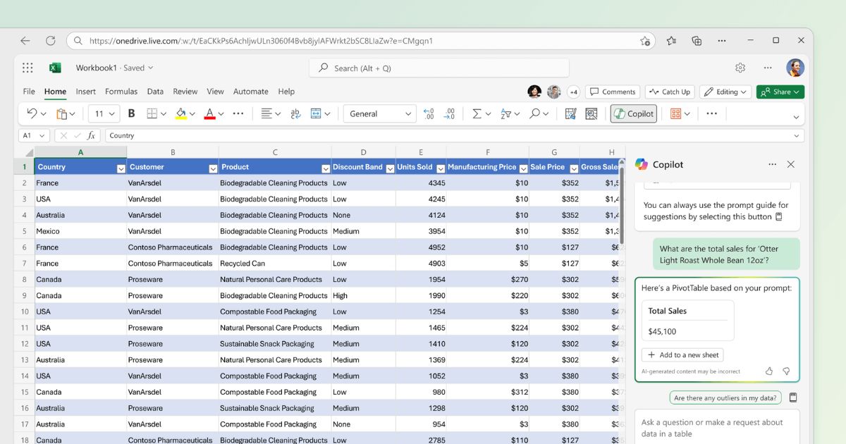 Creare una Tabella Pivot con Copilot in Excel