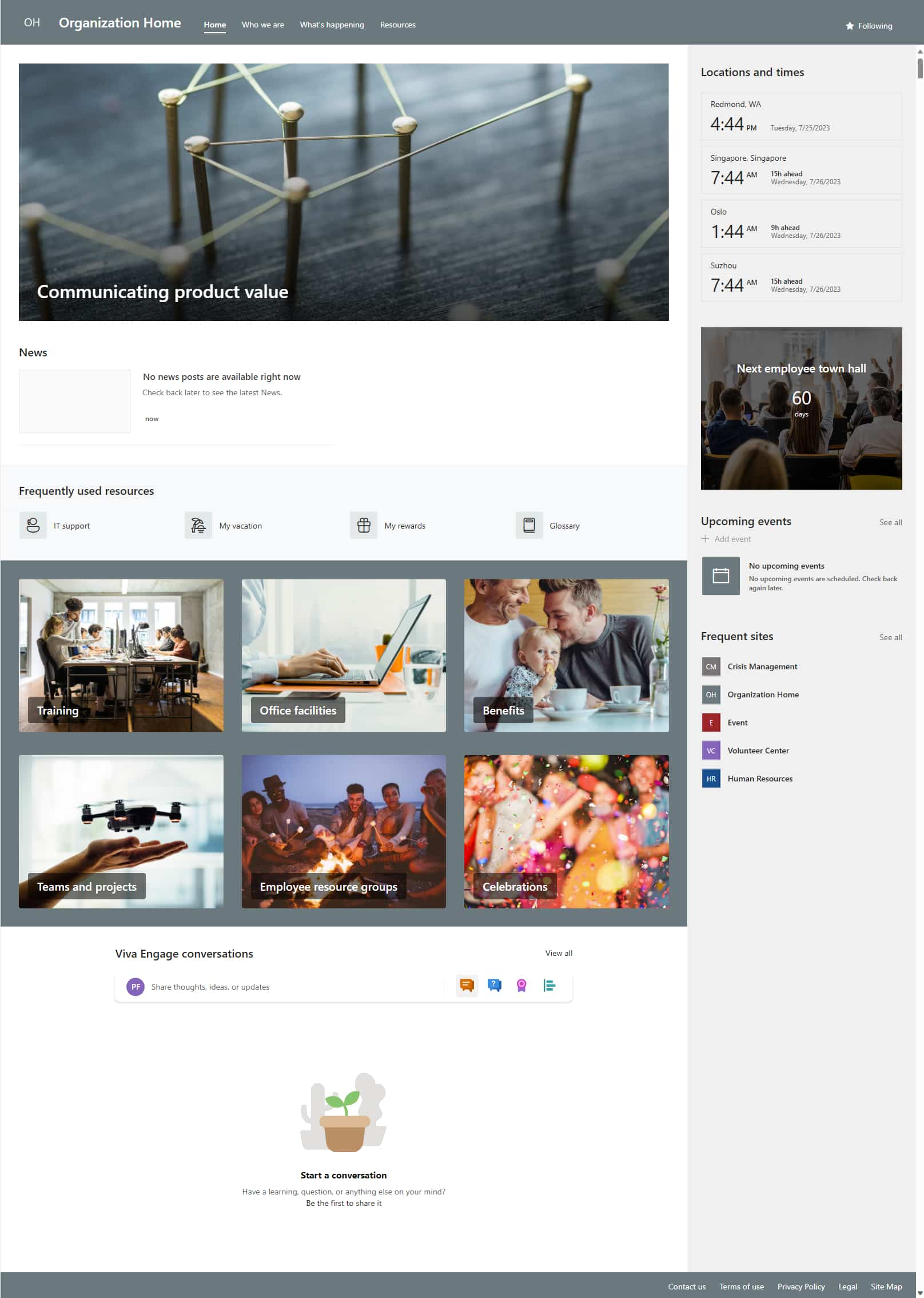 Beispiel eines SharePoint-Templates für eine Kommunikationsseite