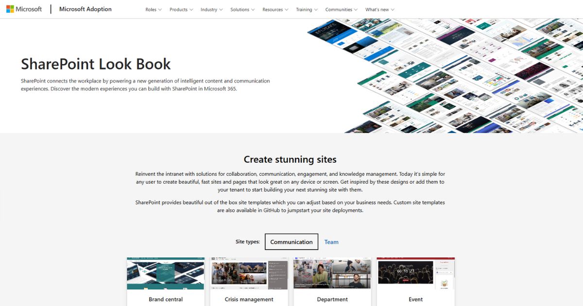 Scegliere un template SharePoint da Lookbook