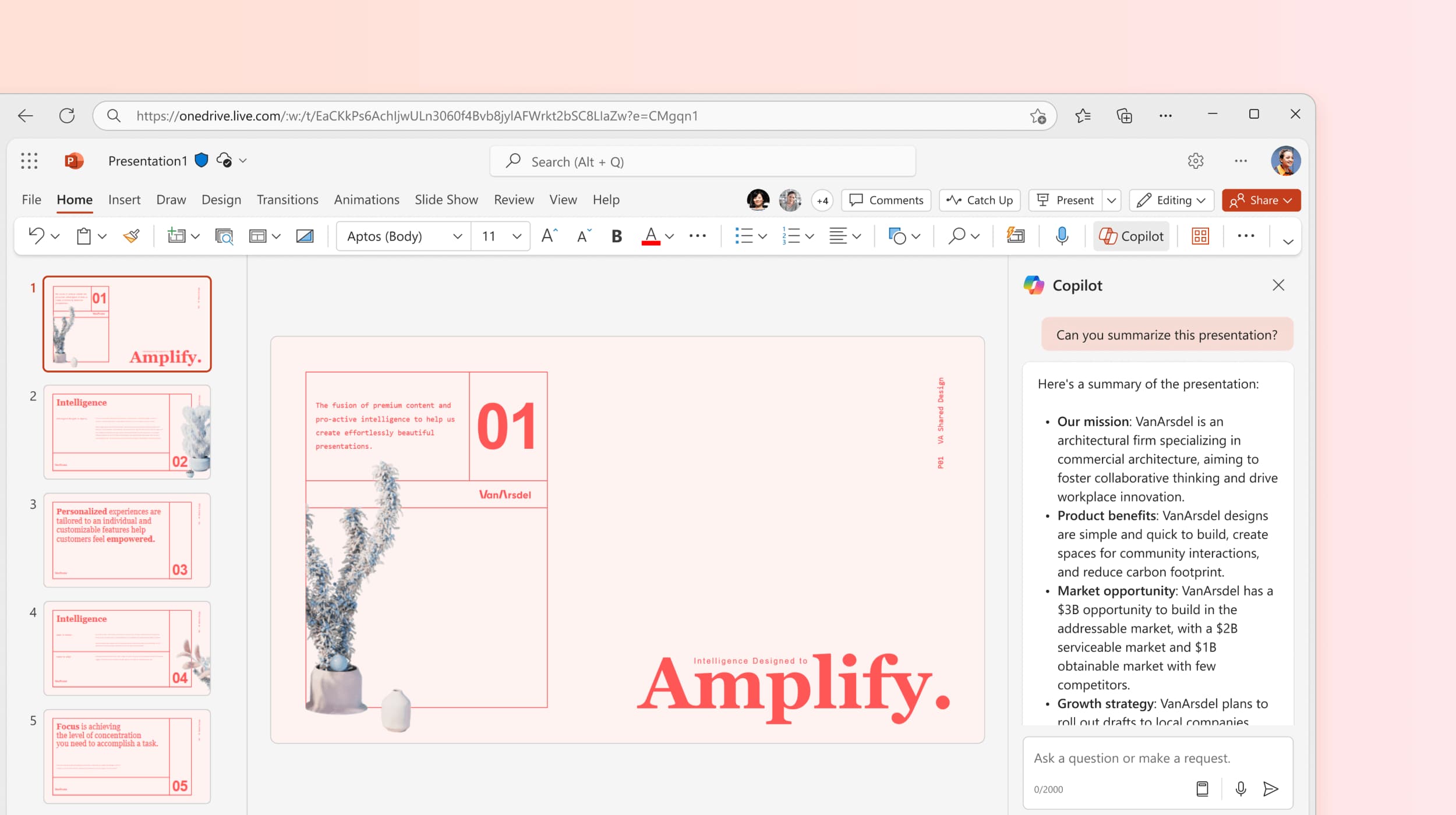 Sintetizzare i contenuti di una presentazione con Copilot in PowerPoint