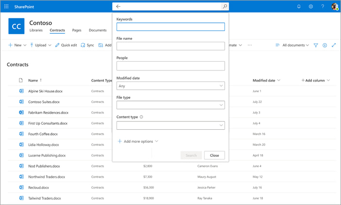 Usare i metadati per la ricerca in una document library di SharePoint